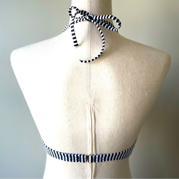 Shade & Shore | Push-Up Striped Halter Bikini Top | Black & White | Size 34B - Picture 2 of 2